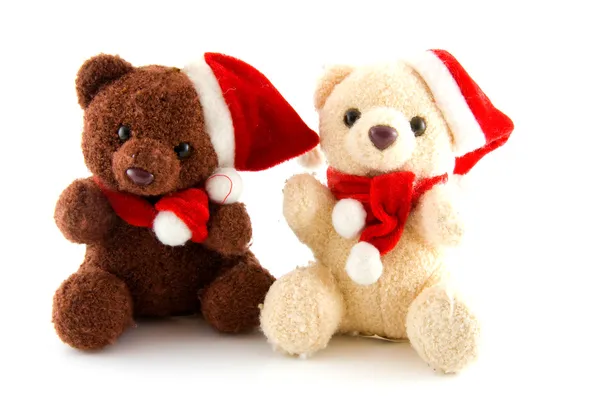 Dois ursos de Natal recheados — Fotografia de Stock