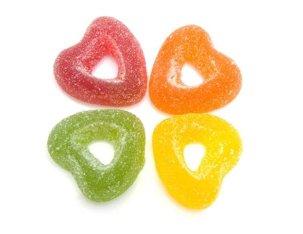 Cukierki kolorowe serca z cukrem — Zdjęcie stockowe