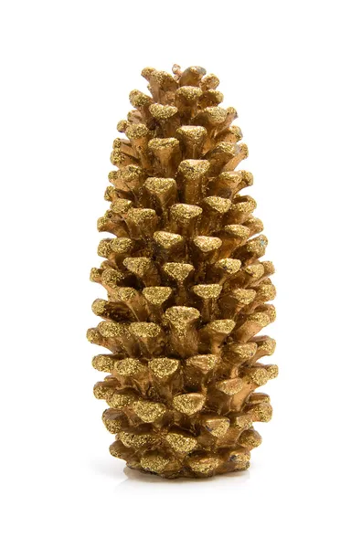 Cono de pino de Navidad brillo dorado — Foto de Stock