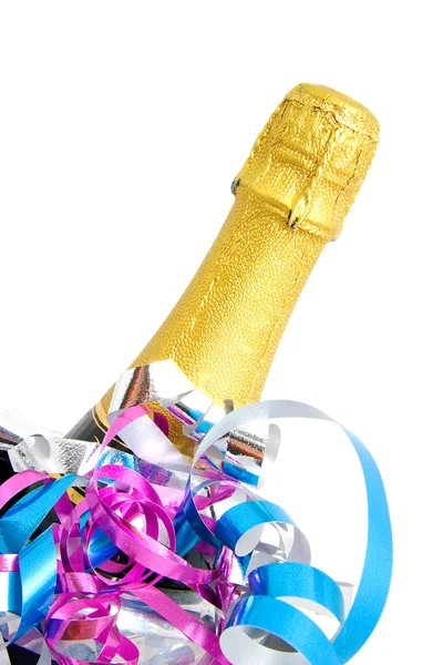 Festive neck of champagne bottle — Stock Photo, Image