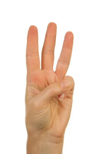 Hand is het tellen van nummer 3 — Stockfoto