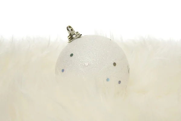 White glitter snow christmas ball — Stock Photo, Image