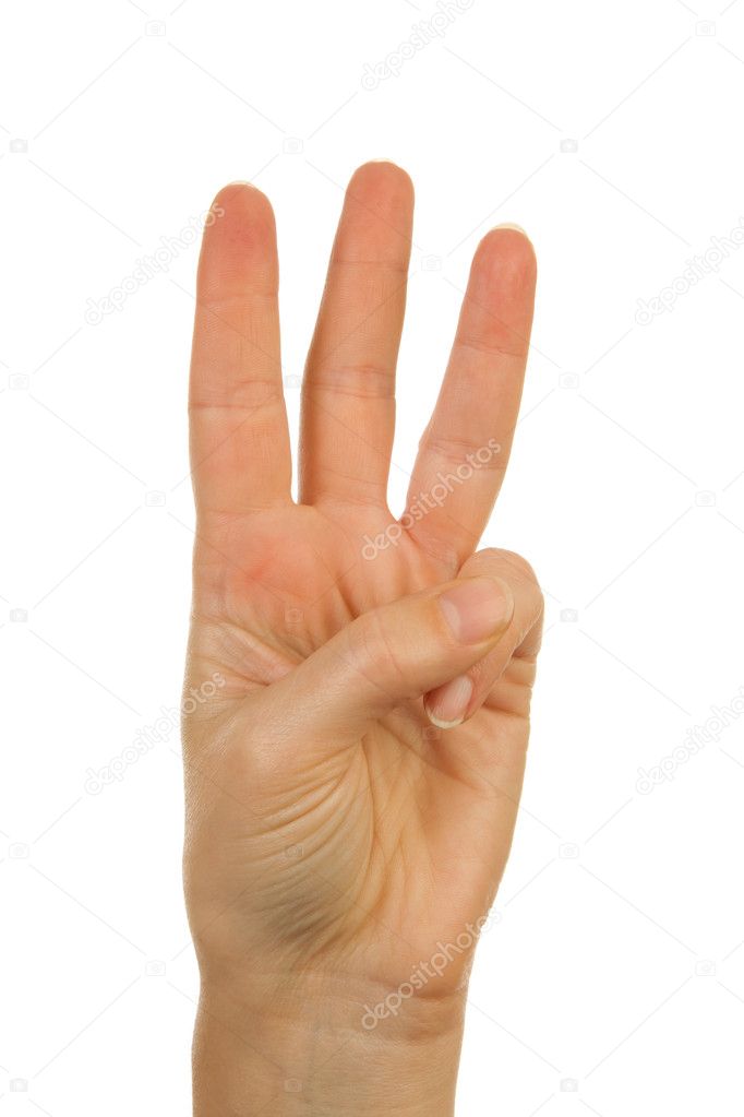 Hand is counting number 3