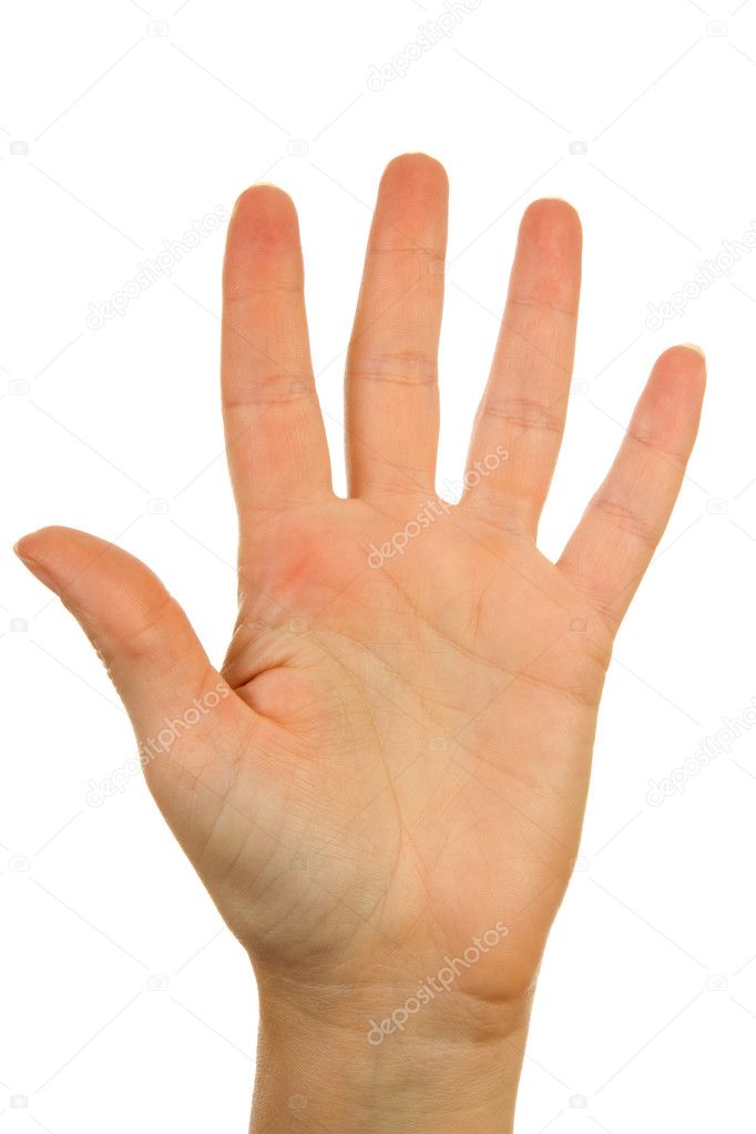 Hand is counting number 5