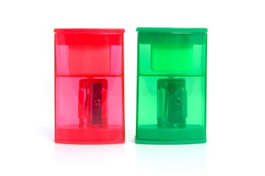 Two colorful pencil sharpeners clipart