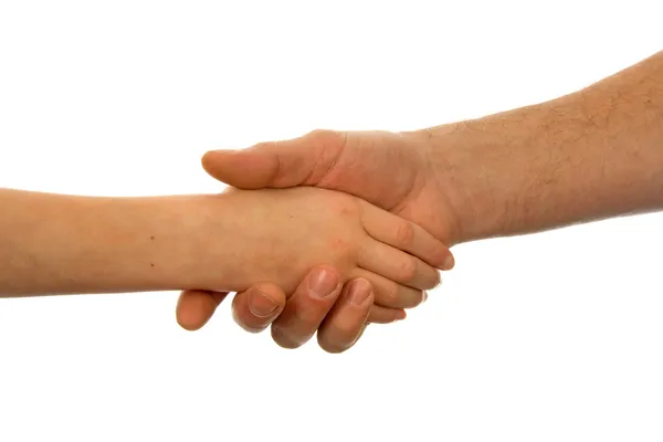 Adult and child handshake — Stock Photo, Image
