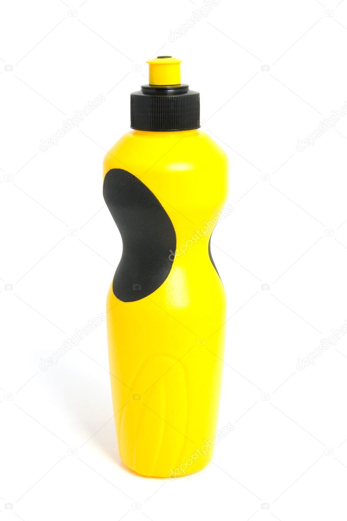 Yellow plastic drink bottle