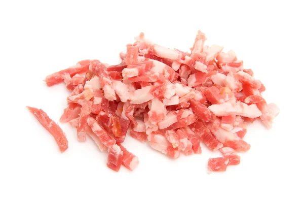 Högen av rå tärnad bacon — Stockfoto