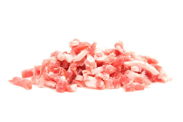 Pile of raw diced bacon — Stock Photo, Image