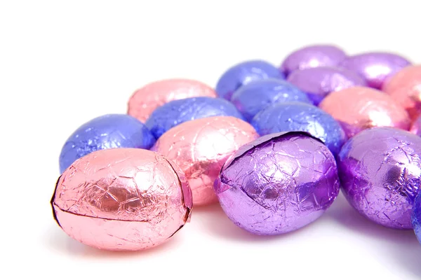 Chocolate colorido ovos de Páscoa — Fotografia de Stock