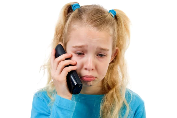 Sad girl on the phone — Stock Photo, Image