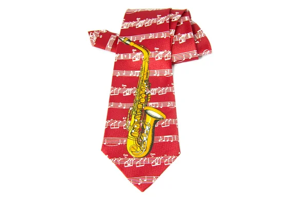 Necktie with a saxophone on it — Stock Photo, Image