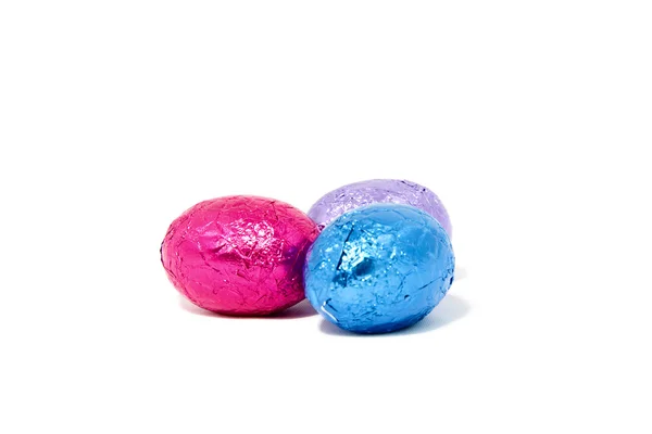 Trzy czekoladowe jaja wielkanocne — Zdjęcie stockowe