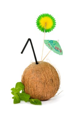 Refreshing tropical coconut drink clipart