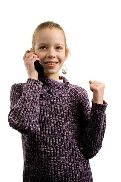 Девушка счастлива по телефону — стоковое фото