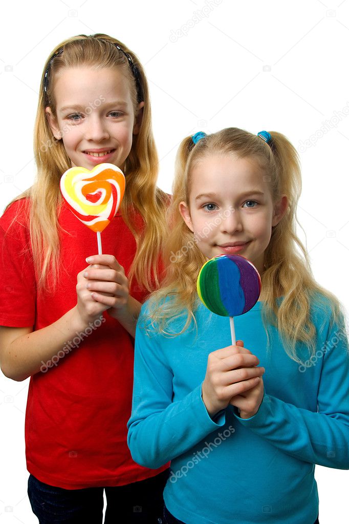 Two blonde girl with lollipop Stock Photo by ©sannie32 2486088