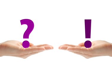 Hands with question and exclamation clipart