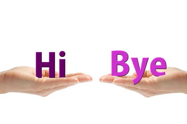 Mãos com Hi e Bye — Fotografia de Stock