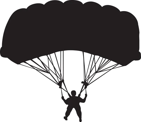 Fallschirmspringer Silhouettenvektor — Stockvektor