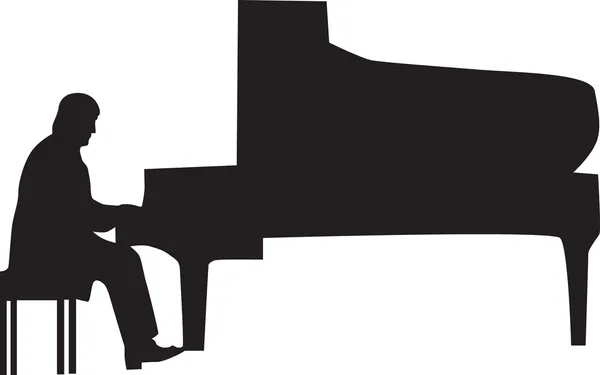 钢琴演奏家剪影矢量 — 图库矢量图片
