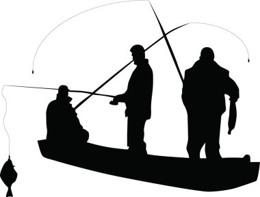 Fisherman silhouette vector clipart