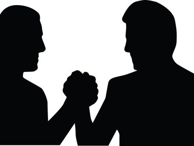 Man handshake silhouette vector clipart