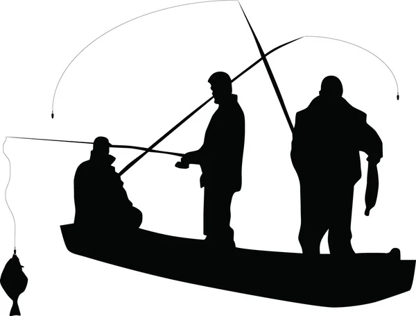 Pescador silueta vector — Vector de stock