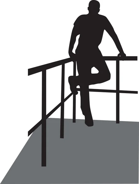Man on the fence silhouette vector — Stock Vector
