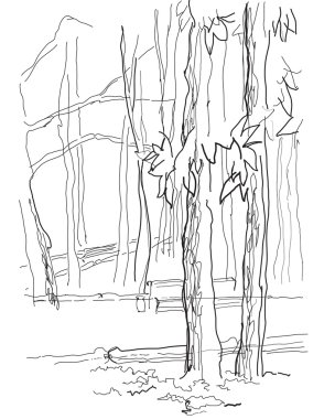 Park alley graphic sketch clipart