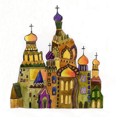 Russian church on white background clipart