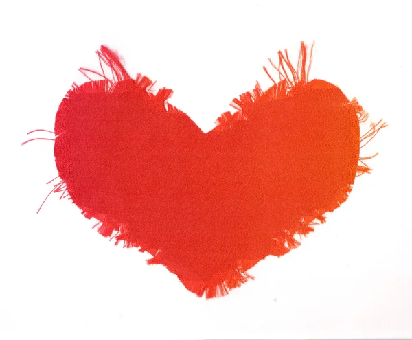 Красное шелковое валентинковое сердце — стоковое фото