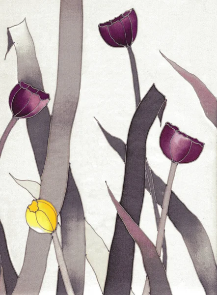 灰色背景上的郁金香 — 图库照片