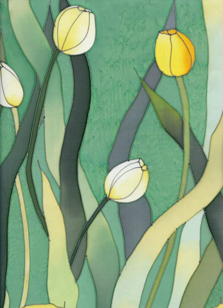 绿色背景的郁金香 — 图库照片