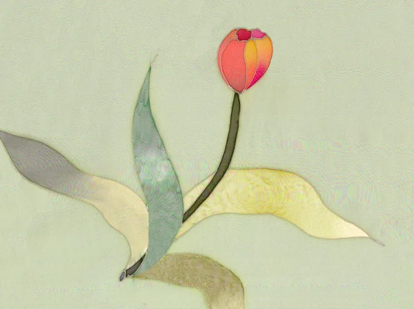 A szürke háttér piros tulipán회색 배경에 빨간 튤립 — 스톡 사진