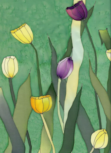 Tulips on green background — Stock Photo, Image