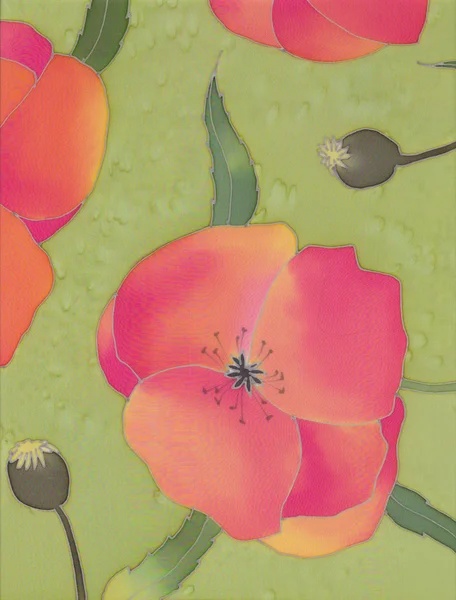 Poppiess vermelho no fundo verde — Fotografia de Stock