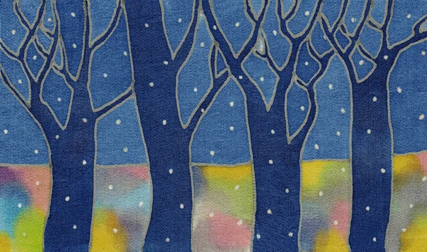 Ночной снежный лес — стоковое фото