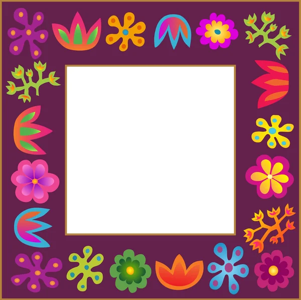 Cadre fleurs vectorielles violettes — Image vectorielle