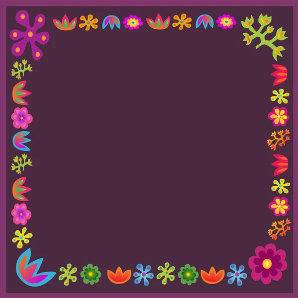 Violette Vektorblumen umrahmen das Quadrat — Stockvektor