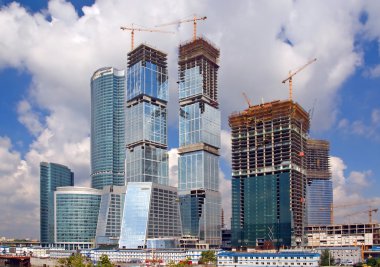 Construction of business center in Moscow clipart