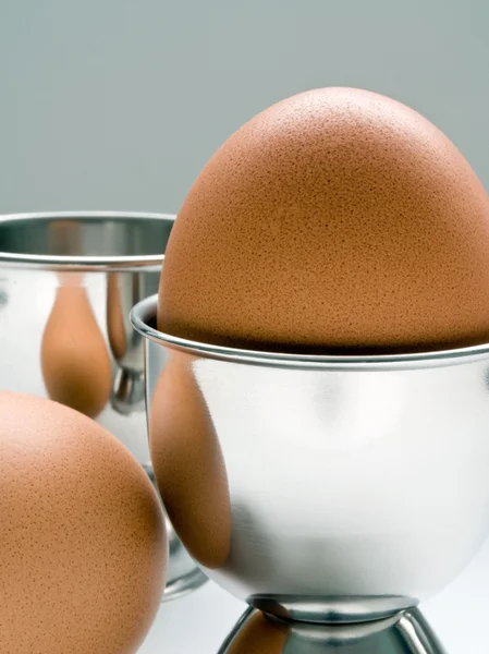 Red chicken egg in stand — Stock Photo, Image