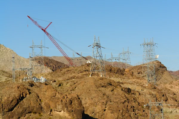 Hoover Damb Power Lines Construction Stock Photo