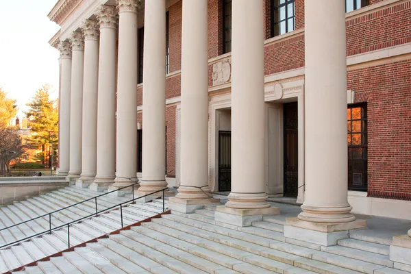 Είσοδο της βιβλιοθήκης του Χάρβαρντ και βήματα Royalty Free Εικόνες Αρχείου