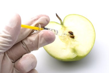 Sliced green apple injected with clipart