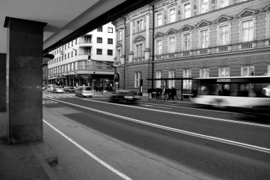 Ljubljana street in B&W clipart
