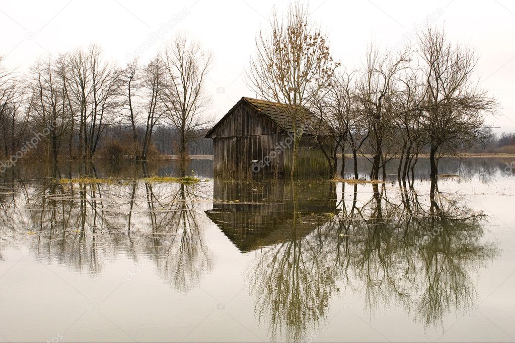 Flooded barn