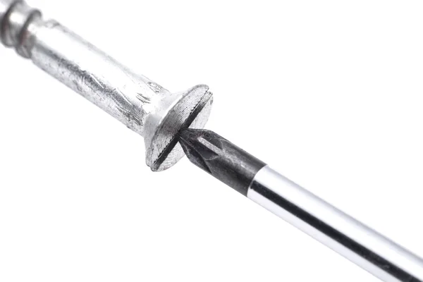 Wrong screwdriver, concept of wrong approach at solving problems. — Stock Photo, Image