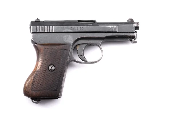 Pistol with clearly visible fingerprint — Stock Photo, Image
