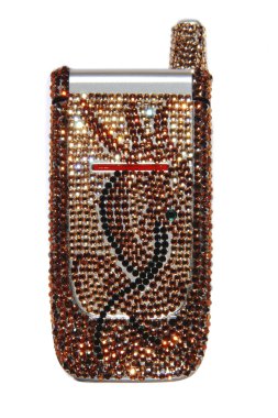 Mobile phone encrusted with crystals clipart