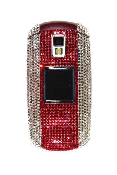 Mobile phone encrusted with crystals — Stock Photo, Image
